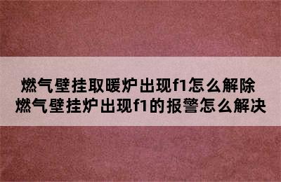 燃气壁挂取暖炉出现f1怎么解除 燃气壁挂炉出现f1的报警怎么解决